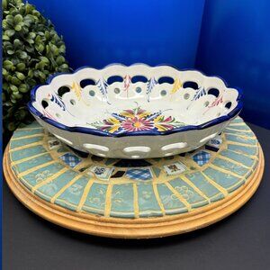 RCCL Hand Painted Oval Bowl Floral Fluted Edge 272-P PORTUGAL